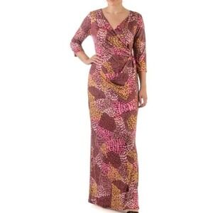 24/7 Boho Animal Print Patchwork Bodycon‎ Maxi Dress Size M NWT Faux Wrap Fitted